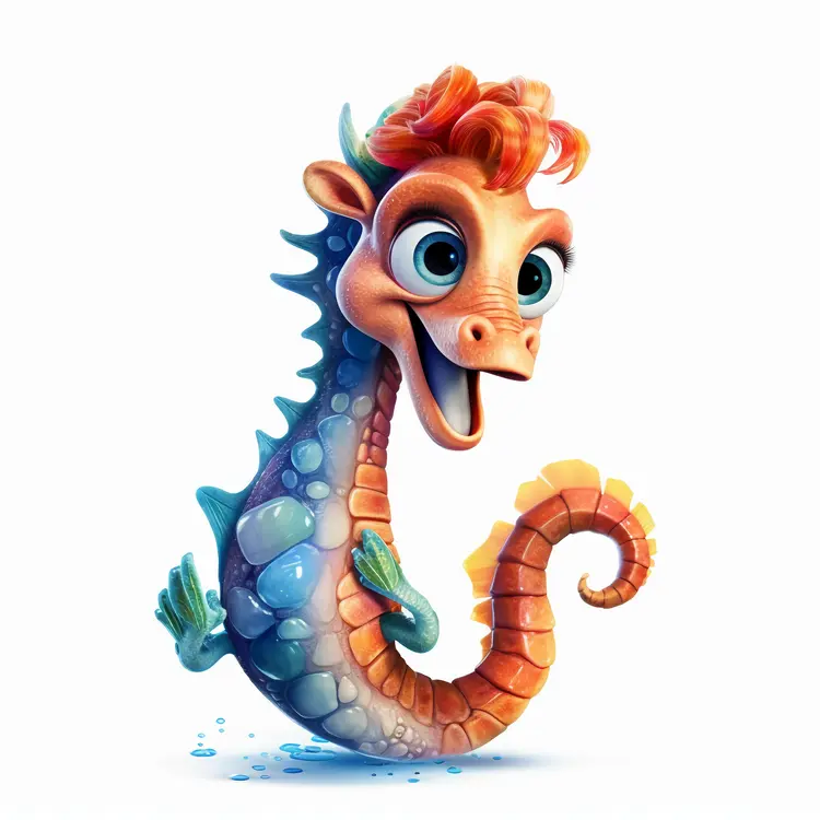 Cute Cartoon Seahorse Illustration