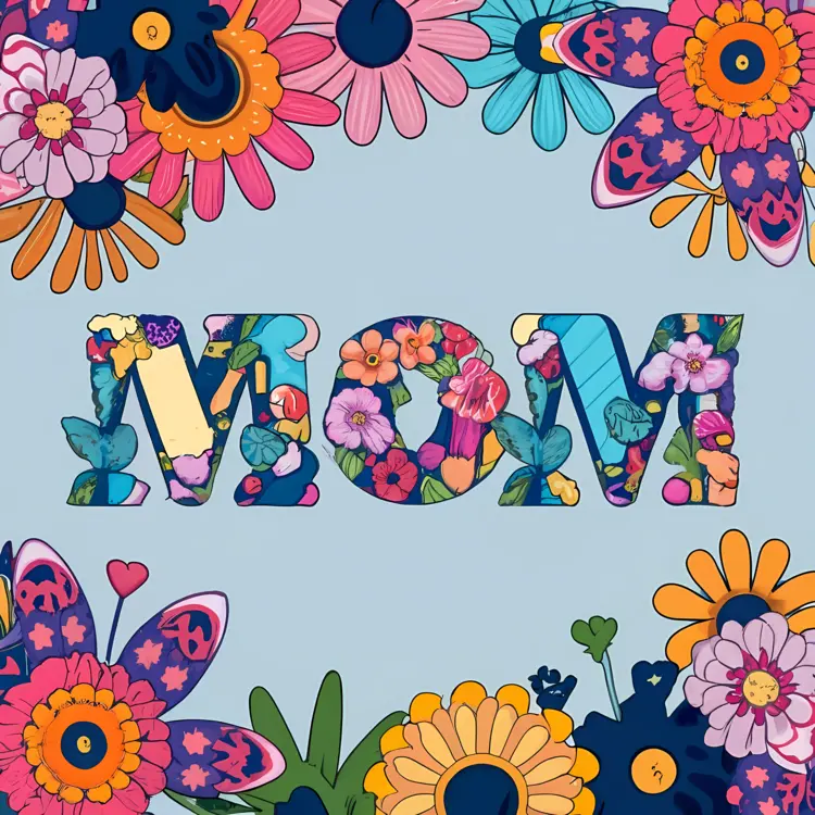 Mom with Colorful Floral Design