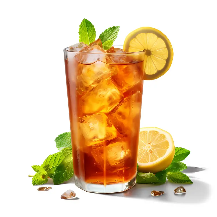Orange Drink with Ice Cubes and Lemon Slice