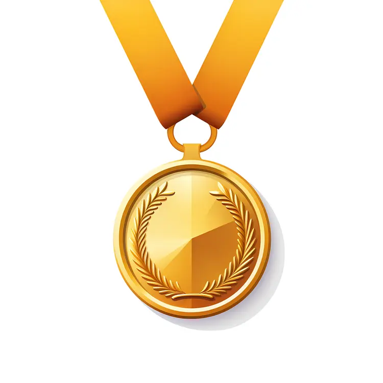 Gold Medal with Yellow Ribbon