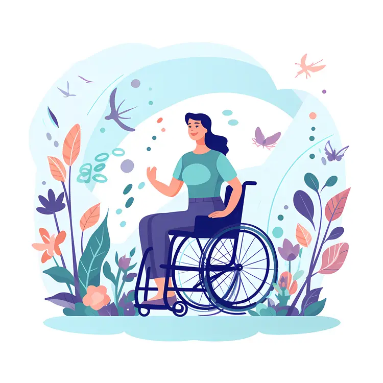 Woman in Wheelchair Surrounded by Nature