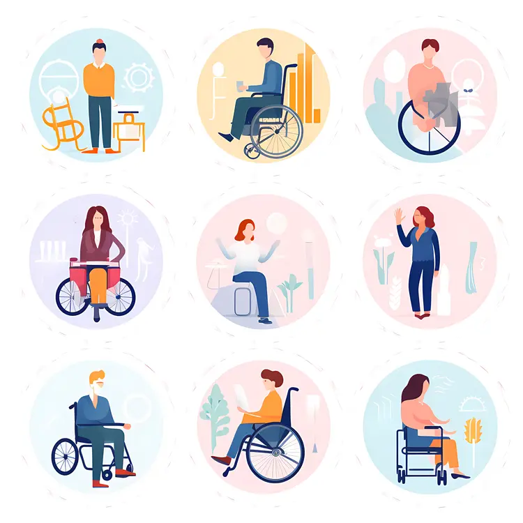 Illustration of People in Wheelchairs
