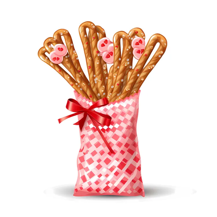 Pretzels in Pink Checkered Gift Bag
