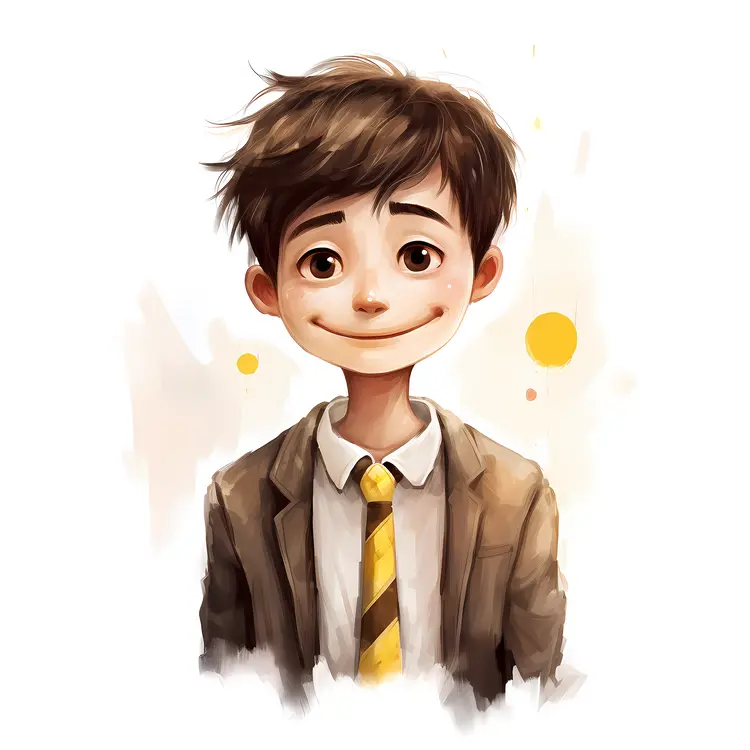 Happy Brown-Haired Boy