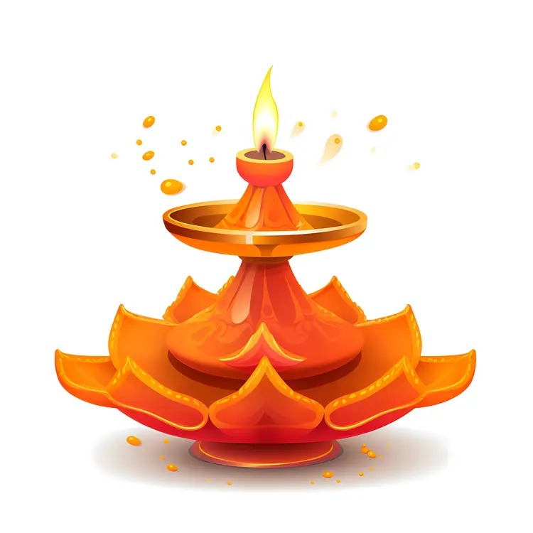 Bright Orange Diya for Diwali Celebration