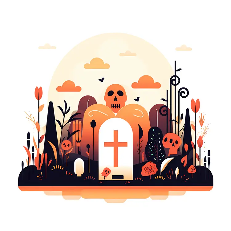 Grave with Skulls and Cross