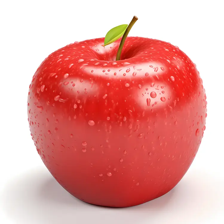 Red Apple with Water Droplets