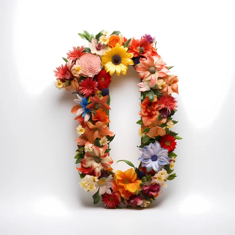 Number Zero with Colorful Flowers