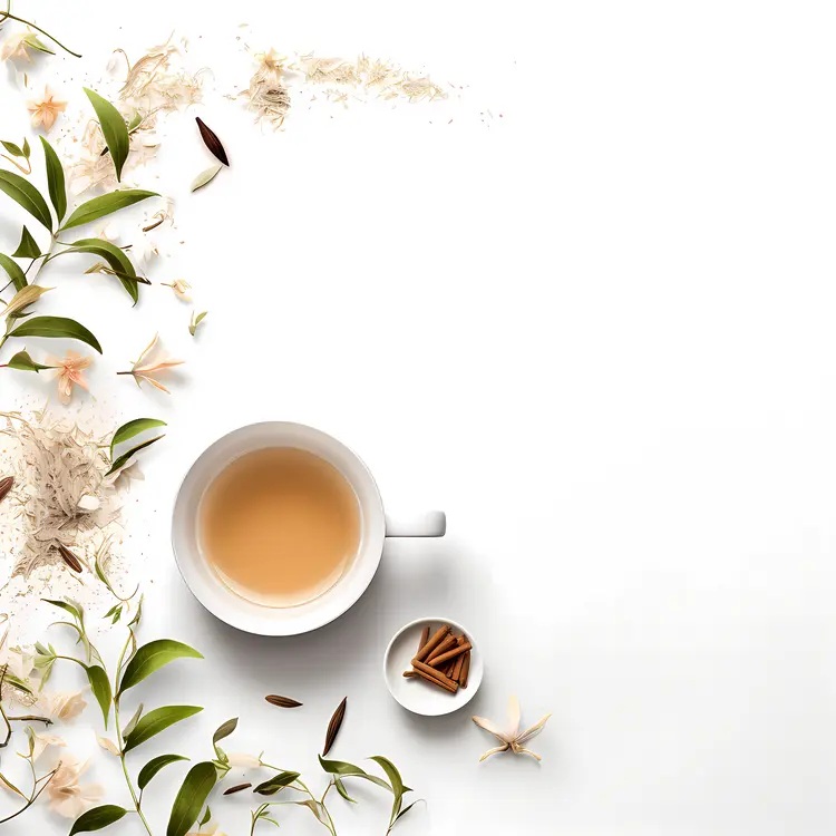 White Cup with Tea and Cinnamon