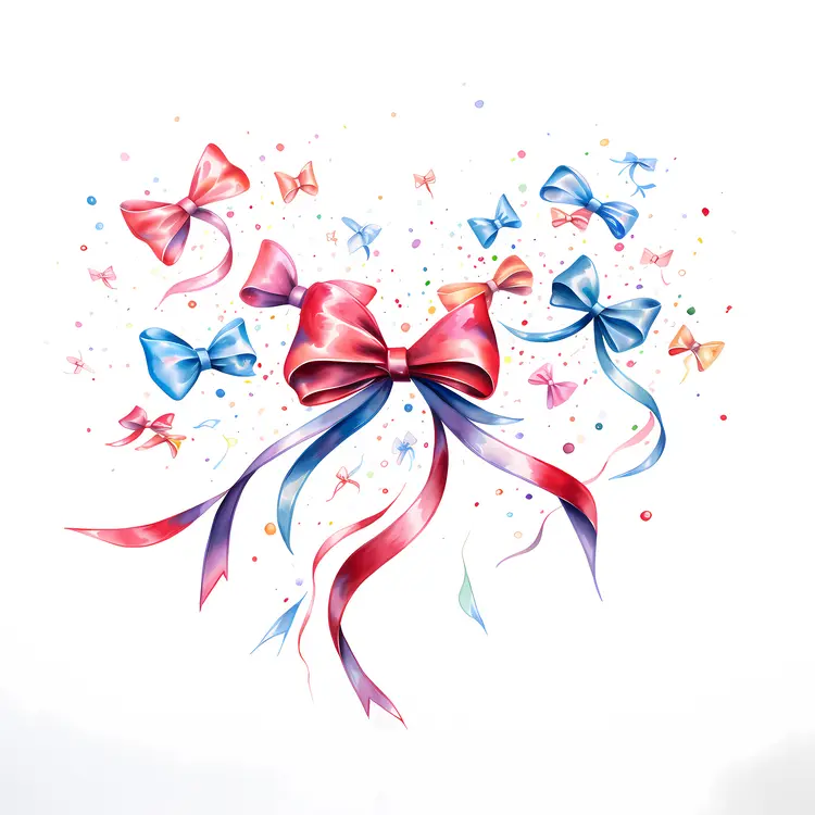 Colorful Decorative Bows with Confetti