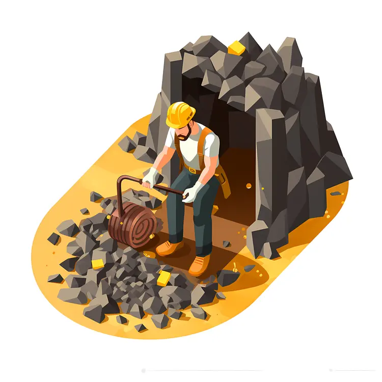 Miner Working at Mining Site