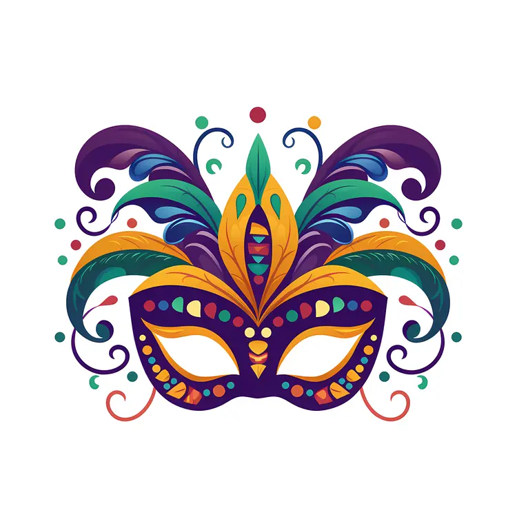 Colorful Mask with Feathers for Mardi Gras