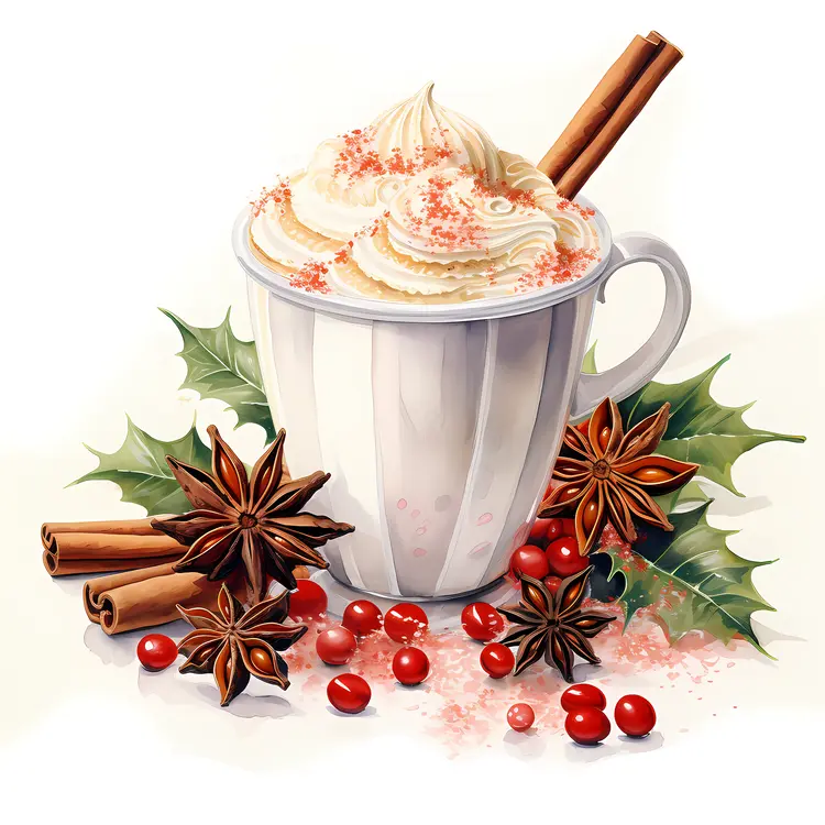 White Cup with Whipped Cream and Spices