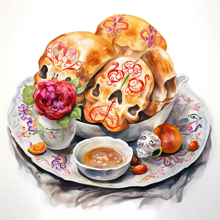 Skull Bread with Flowers