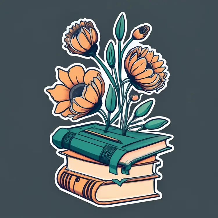 Books and Flowers Illustration