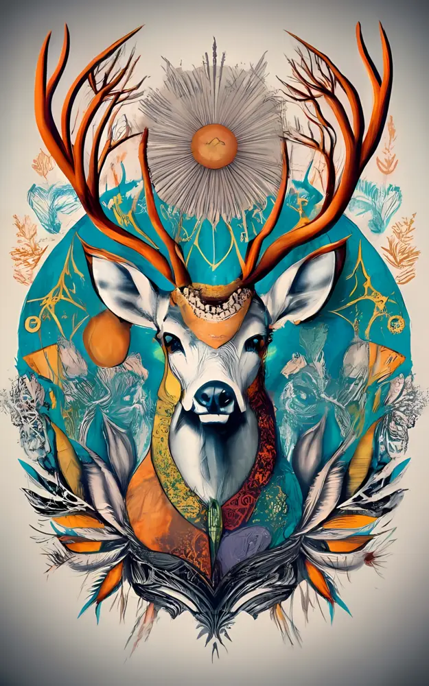 Majestic Deer with Antlers in Artistic Style