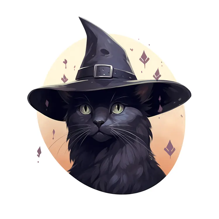 Black Cat with Witch Hat for Halloween