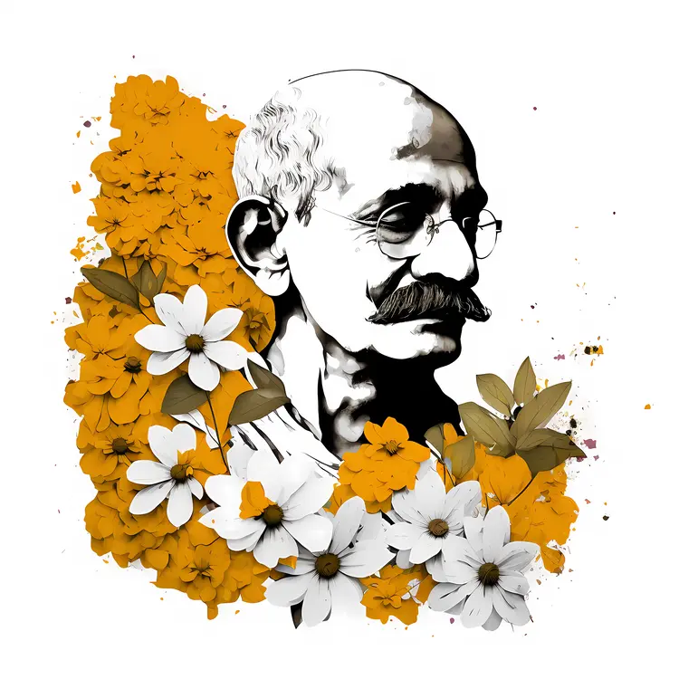 Floral Portrait of Historical Figure