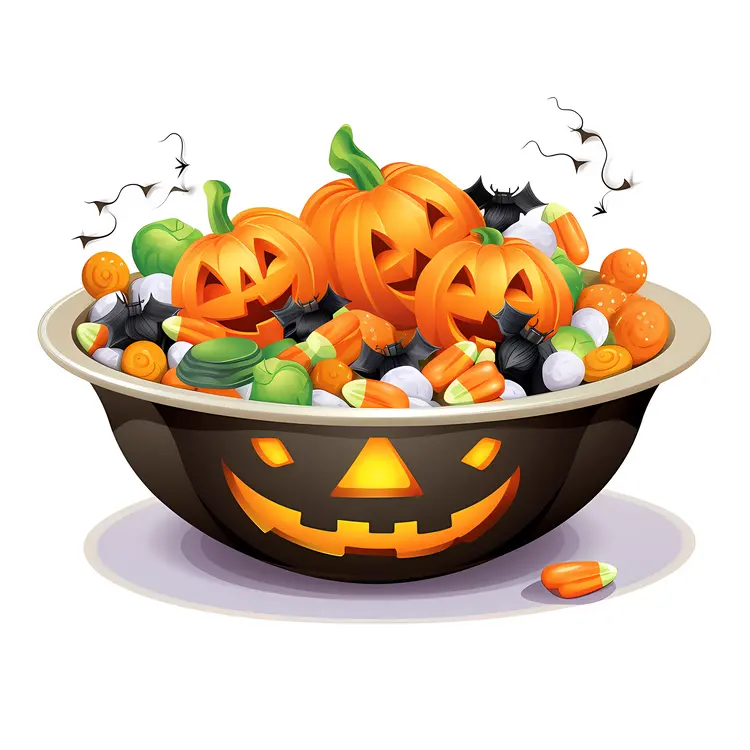 Halloween Jack-o'-lantern Bowl with Candy