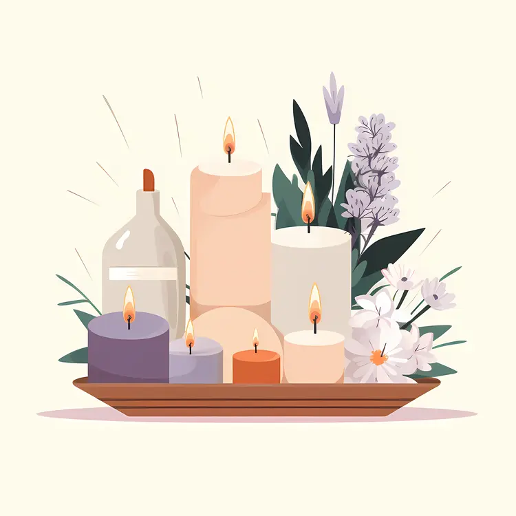 Floral Candle Arrangement on Tray