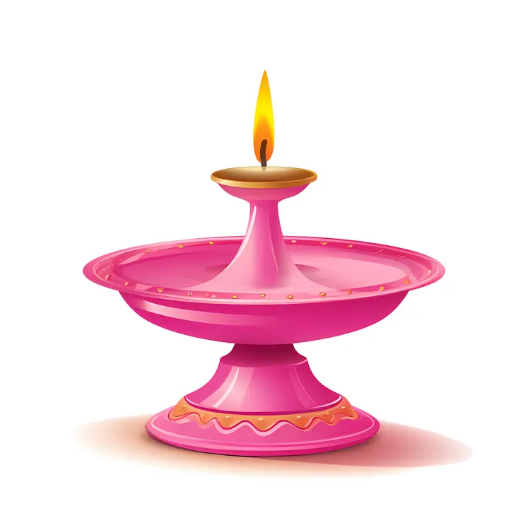 Pink Candle Holder with Flame