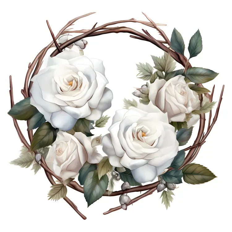 White Roses in a Wreath