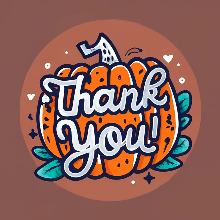 Thank You with Pumpkin and Leaves