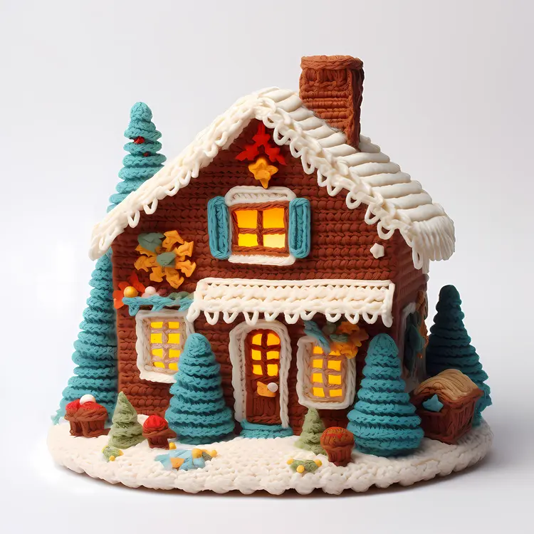 Brown and Blue Gingerbread House