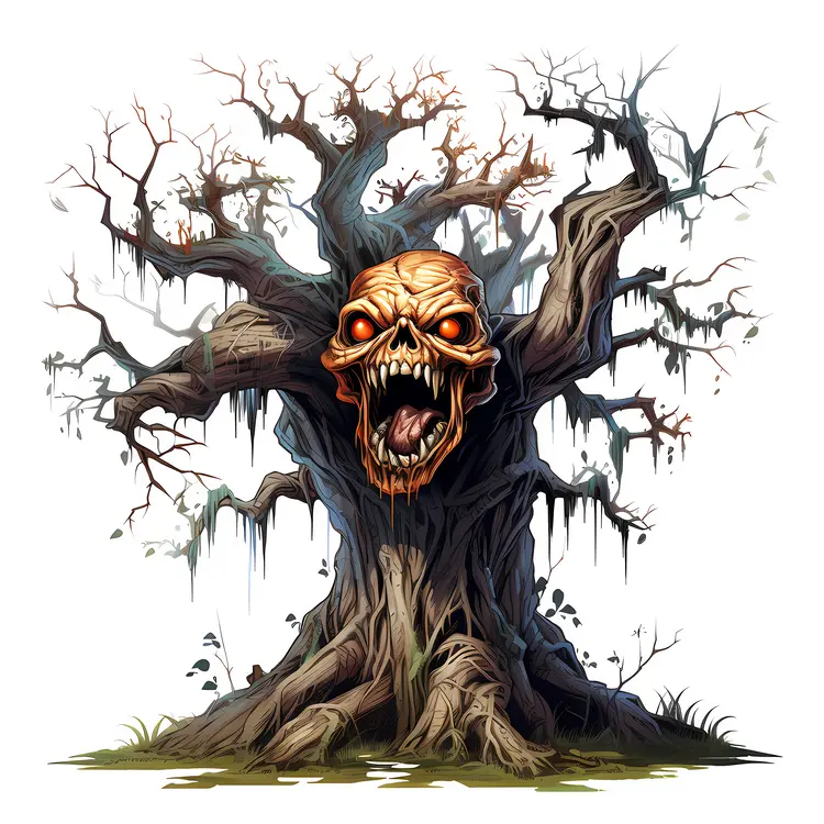 Terrifying Skull Tree with Open Mouth