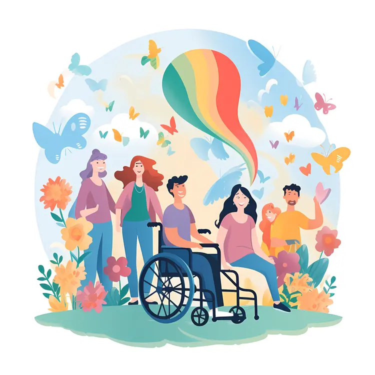 Group of People with a Person in a Wheelchair Outdoors