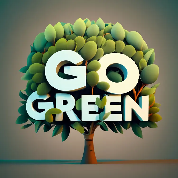 Go Green tree with environmental message