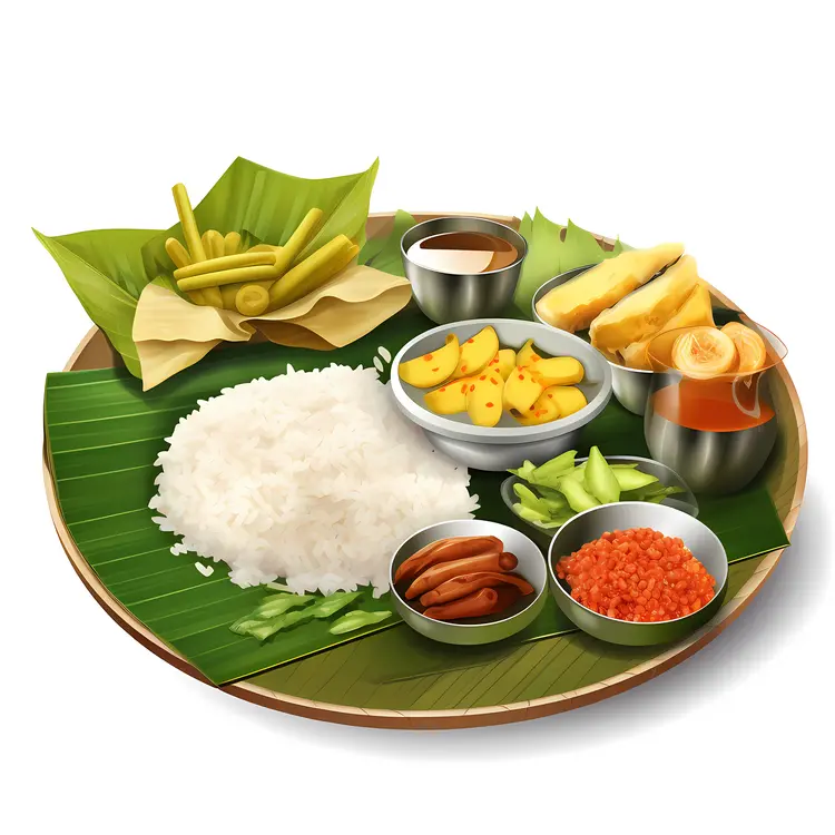 Traditional Indian Meal on Banana Leaf for Festive Celebrations