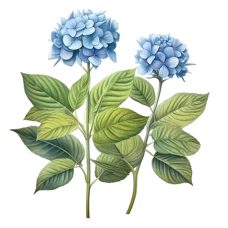 Blue Flowers with Green Leaves