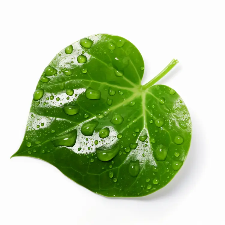 Fresh Green Leaf with Water Droplets