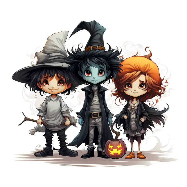 Cute Halloween Kids in Costumes