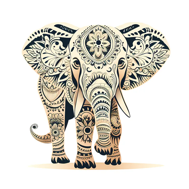 Ornate Decorative Elephant Illustration