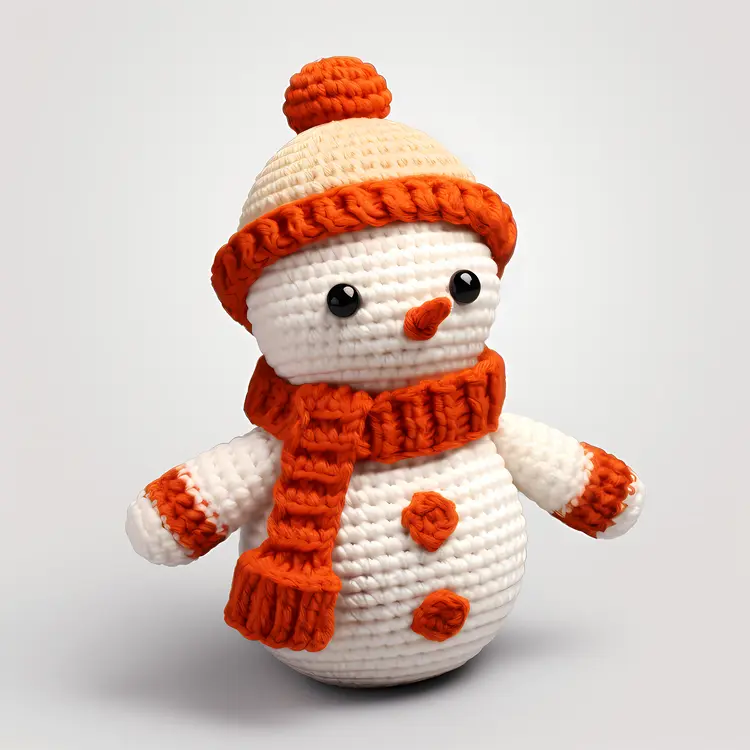 Adorable Snowman with Orange Scarf