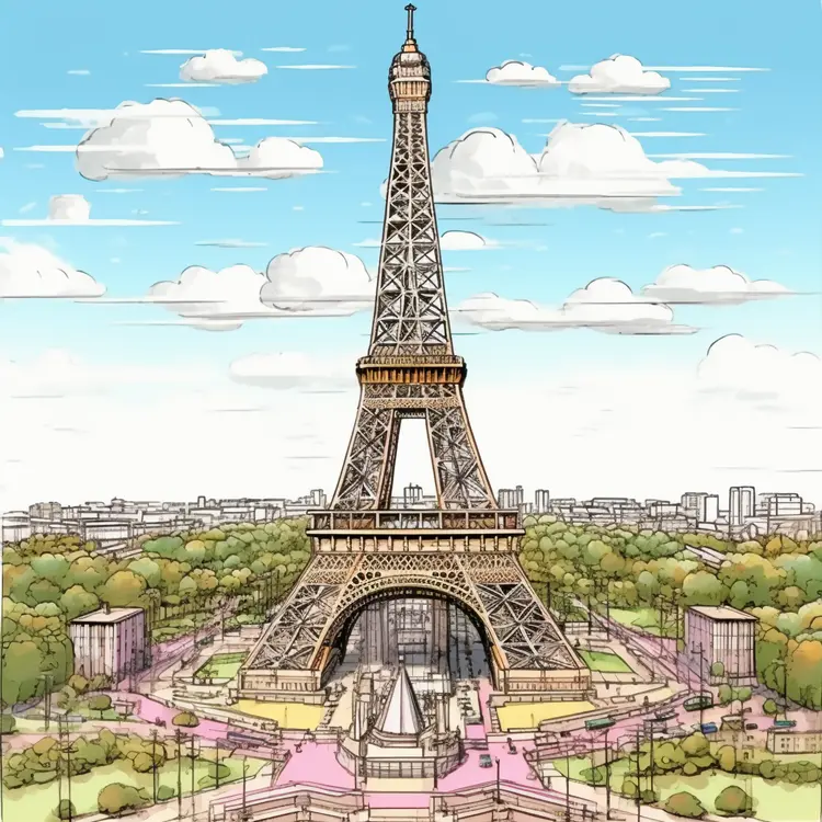 Eiffel Tower in Paris Illustration