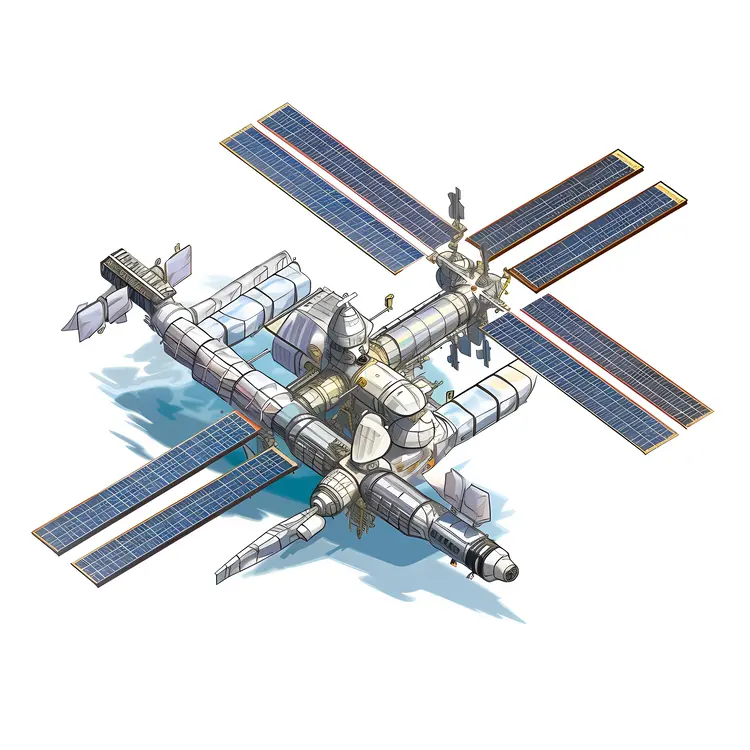 Detailed Illustration of a Space Station