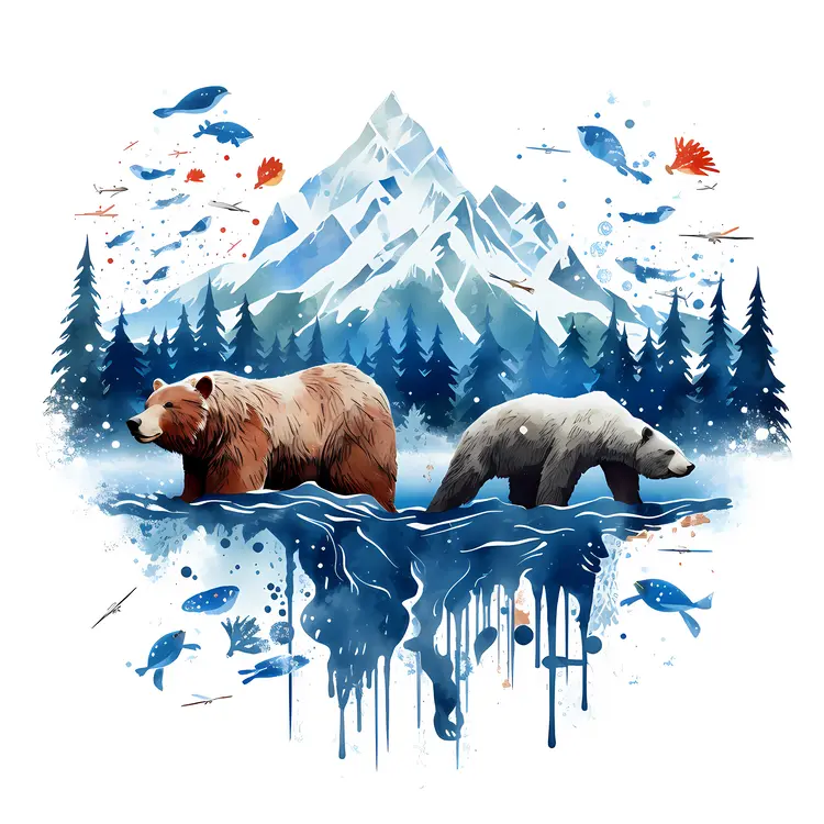 Bears in the Mountain Forest