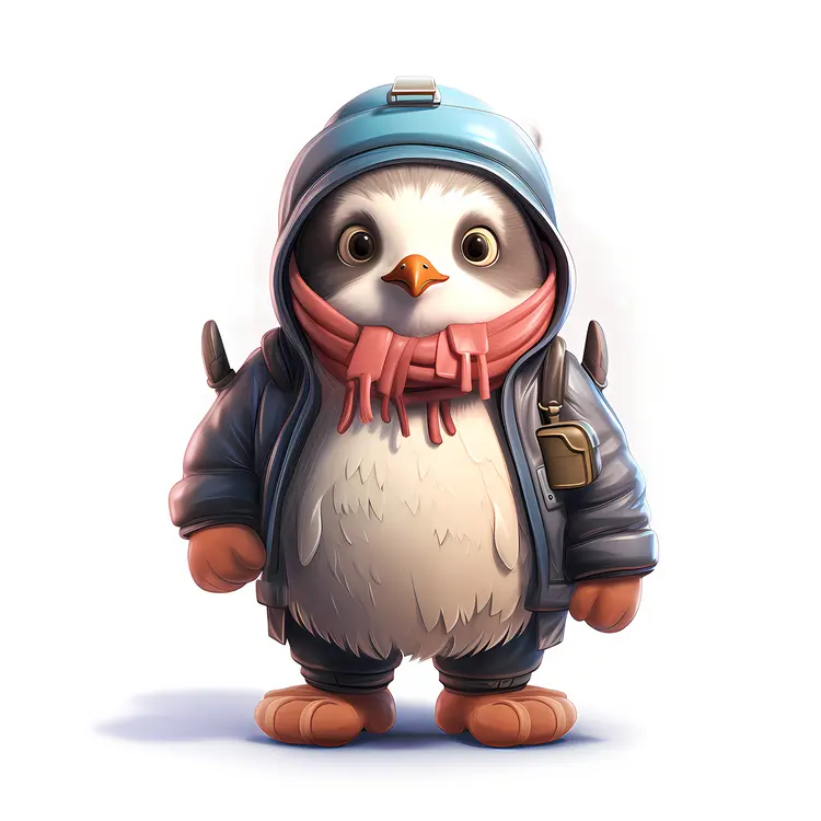 Cute Penguin in Winter Jacket