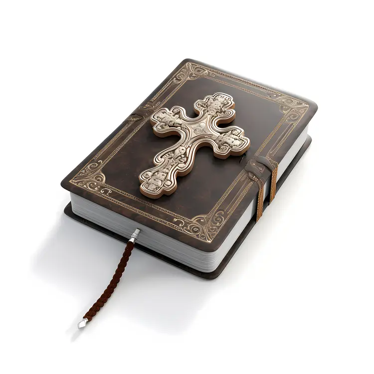 Ornate Bible with Silver Cross