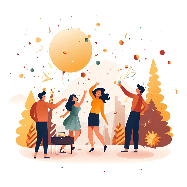 People Celebrating with Balloons