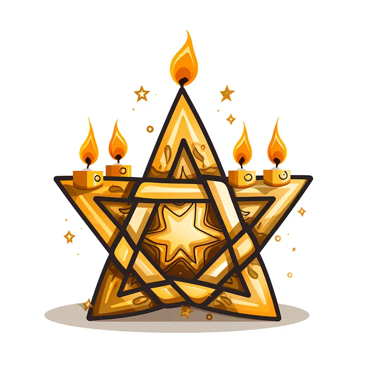 Golden Star and Candles for Festive Celebration