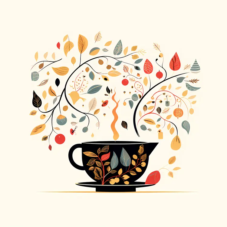 Black Cup with Autumn Leaves