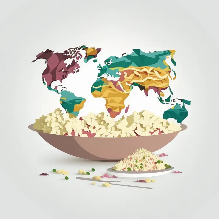 World Map Made of Food in a Bowl