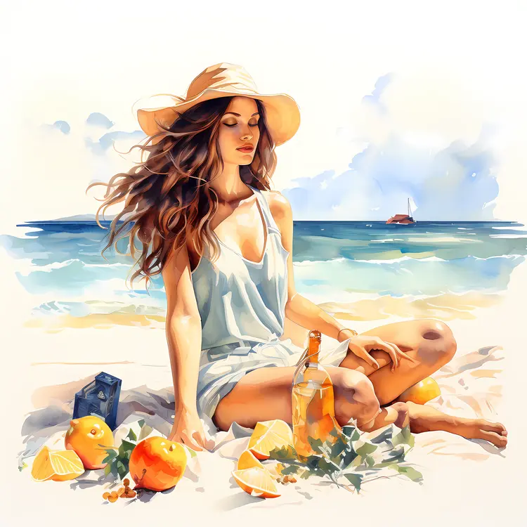Relaxing Woman on a Sunny Beach