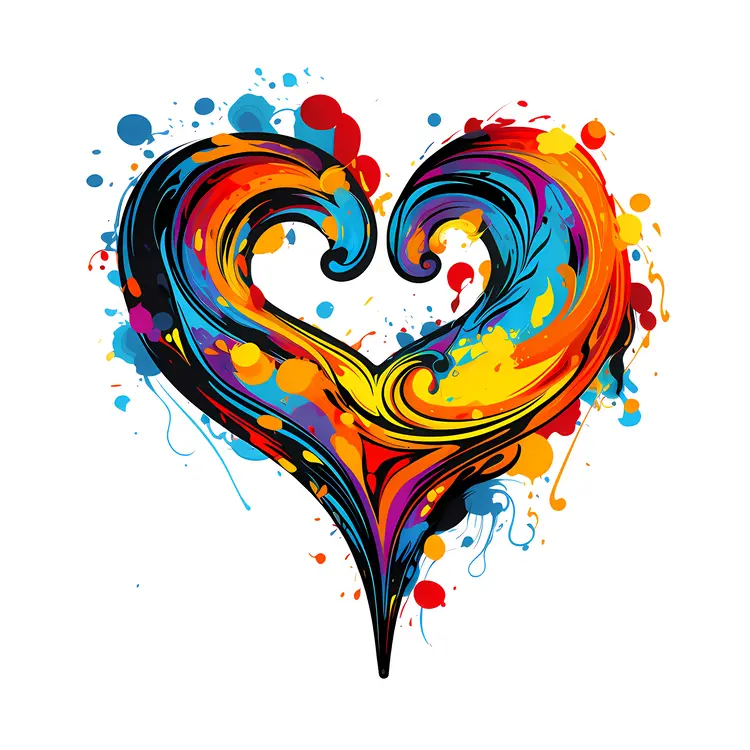 Colorful Abstract Heart with Paint Splashes