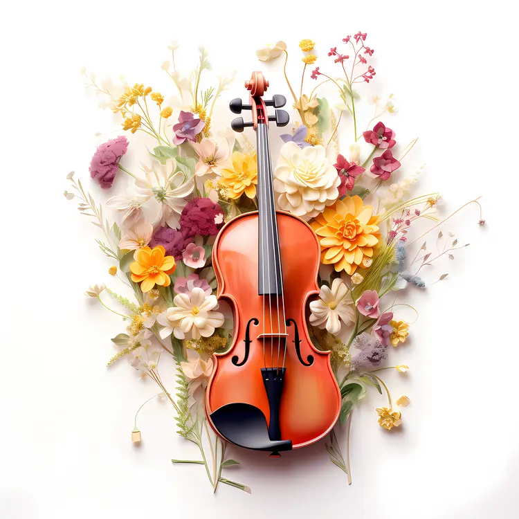Violin with Floral Background