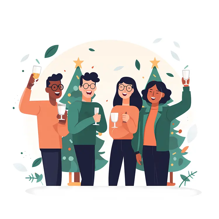 Group of friends celebrating with drinks